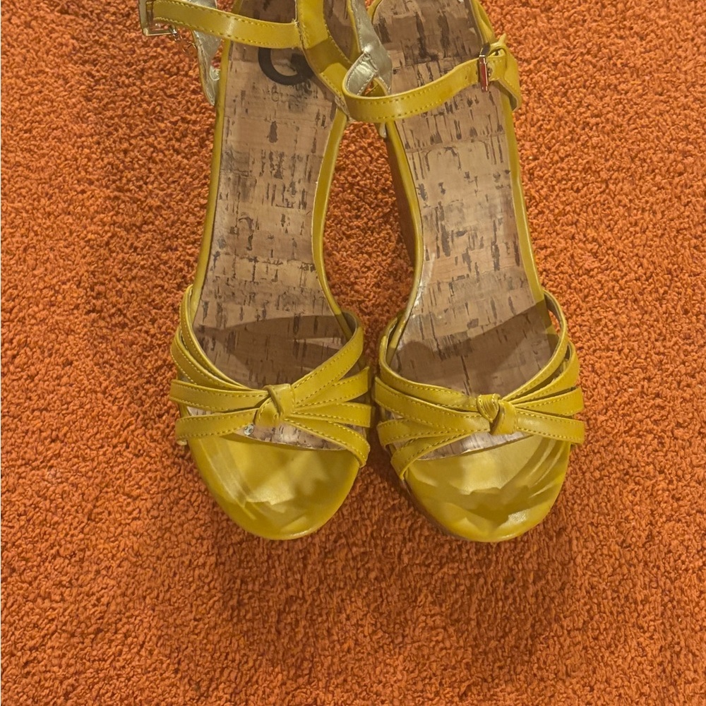 Guess Yellow Satin Sandals with Bow Detail